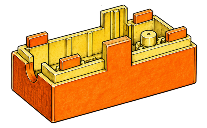 Bottom half of the block housing, ribbed inside