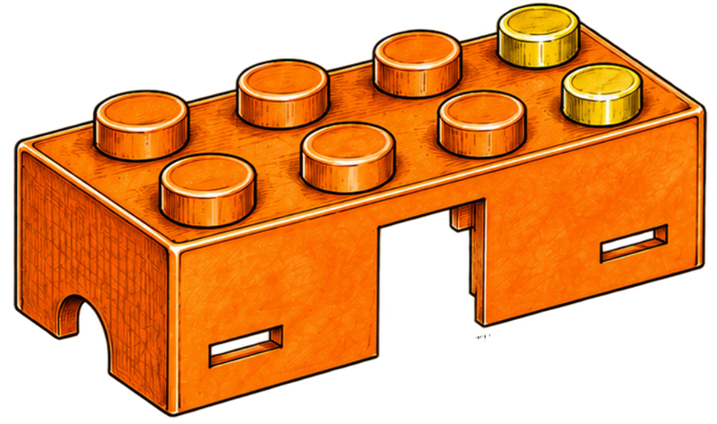 Top half of the block housing, gold-plated contacts on one corner
